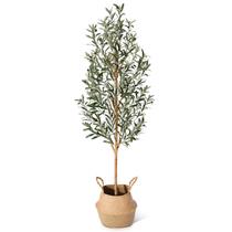 Árvore artificial Kazeila Faux Olive 180 cm com cesta de ervas marinhas