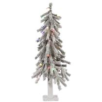 Árvore artificial Vickerman 91 cm flocada, LED multicolorido Árvore artificial Vickerman 91 cm flocada, LED multicolorido