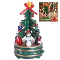 Arvore Caixa de Musica Natal Natalino Giratoria Caixinha Enfeite Decoraçao Festa Fim de Ano Boneco de Neve Papai Noel Mesa Estante Casa Trabalho Confr