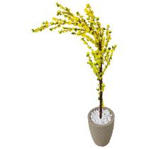 Árvore Cerejeira Curvada Amarela Artificial Com Vaso Grande