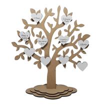 Arvore com 10 Plaquinhas Coração Decorativa com Base Mdf 4mm Madeira