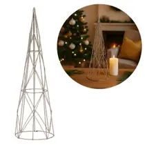 Árvore Cone Aramado Glitter Champanhe Natal Luxo 40cm - Magizi