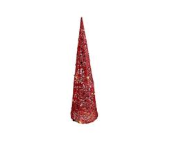 Árvore Cone Cotton Glitter Vermelho Iluminada Fio de Fada LED 13 Lâmpadas à Pilha 50cm - Magizi