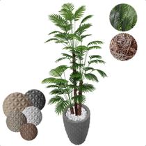 Arvore Coqueiro Anão Grande Planta Artificial com Vaso Decorativo