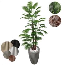 Arvore Coqueiro Anão Grande Planta Artificial com Vaso Decorativo