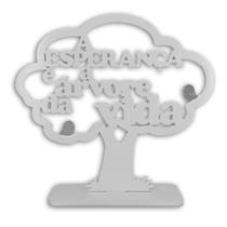 Árvore Da Esperança Branco Com Pássaro De Espelho Prata