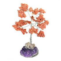 Árvore da Felicidade 15 cm Pedra Jaspe Vermelho - Lua Mística - 100% Original - Loja Oficial