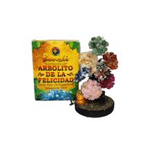 Árvore da Felicidade com 12 pedras e quartzo 12,5 cm
