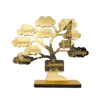 Arvore da vida Acrílico Decorativo Espelhado Dourado