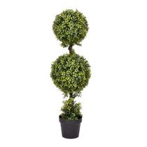 Árvore de bola dupla de topiaria artificial de buxo de 90 cm - Vickerman Árvore de bola dupla de topiaria artificial de buxo de 90 cm - Vickerman