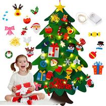 Árvore de feltro de Natal CCINEE, árvore de Natal de feltro DIY de 3,5 pés com luzes LED 40pcs enfeites destacáveis para crianças presentes Árvore de Natal Porta de parede suspensa decorações ...