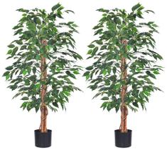 Árvore de ficus artificial HAIHONG 4 pés, 2 pacotes com vaso de plástico Árvore de ficus artificial HAIHONG 4 pés, 2 pacotes com vaso de plástico