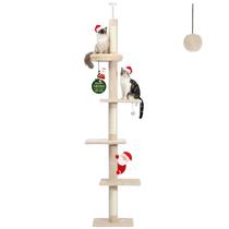 Árvore de gato do chão ao teto PETEPELA, 5 níveis, ajustável, bege