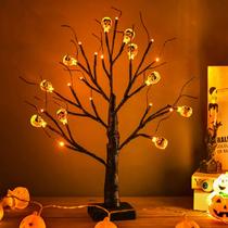 Árvore de Halloween com 24 Luzes LED Laranja e 10 Abóboras - Decoração ZHOUDUIDUI