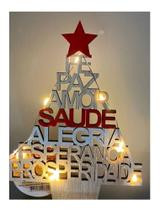 Arvore De Madeira De Desejos Com Luz 18cm Enfeite De Natal - artC