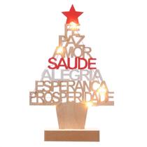 Arvore De Madeira De Desejos Com Luz 18cm Enfeite De Natal