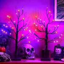 Árvore de mesa iluminada de Halloween Ganeen com temporizador de 24 polegadas 48 LED Árvore de mesa iluminada de Halloween Ganeen com temporizador de 24 polegadas 48 LED
