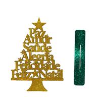 Arvore De Mesa Natalina De Palavras Decorada Em Glitter 35cm