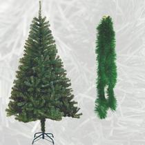 Árvore de Natal 1150 Galhos - 210cm + Festão Verde Decoração