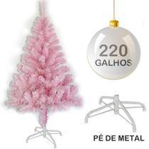 Arvore De Natal 120Cm Rosa Com 220 Galhos E Pe De Metal