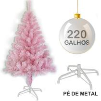 Árvore de Natal 120cm Rosa com 220 Galhos e Pé de Metal