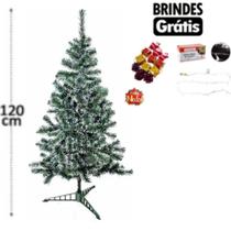 ARVORE DE NATAL 1,2M 110 GALHOS Nevada PE DE PLASTICO + Pisca Pisca 110W + KIT Pendentes24 Peças