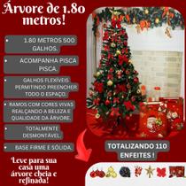 Árvore de Natal 150 cm 400 Galhos Super Cheia decorada completa Grande Luxo Decoração de Natal 2024