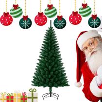 Árvore de Natal 1,50 m 300 Galhos Densos Base Metálica Montagem Fácil Verde Clássico