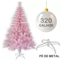 arvore de natal 150cm rosa com 320 galhos e pe de metal - RIO MASTER