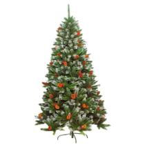 Árvore de Natal 180cm Nevada com Pinhas e Cerejas 838 Galhos