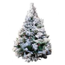 Árvore de Natal 180cm Pinheiro Nevado Luxo com Pinhas e Cerejas 712 Galhos