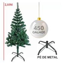 Arvore De Natal 2.10cm Verde Com 450 Galhos E Pe De Metal