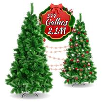 Árvore De Natal 2.10M Pompom Verde Nevada 577 Galhos Cheia