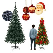 Árvore De Natal 210cm 650 Galhos Verde Branca Pinheiro Cheia