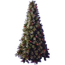 Árvore de Natal 210cm Verde Com Pinhas 969 Galhos Pontas Prateadas Super Saldão.