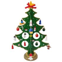 Arvore de Natal 3D Madeira com Enfeites Natalino Papai Noel Boneco de Neve Decoração Mesa Sala Casa Ornamentação Pinheiro Presentes