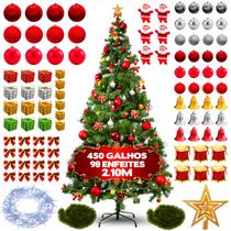 Árvore de Natal 450 Galhos Decorada Com 98 Enfeites Pisca Pisca Decoração Natalina
