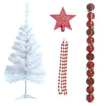 Arvore de Natal 60 CM Pequena Branca Decorada 14 Enfeites