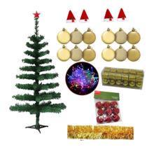 Árvore De Natal 60cm 50g Verde Com 55 Itens Decorada Pisca 110v