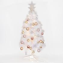 Árvore De Natal 73 Galhos Branco Pequena Decorada 90cm