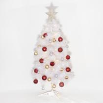 Árvore De Natal 73 Galhos Branco Pequena Decorada 90cm - Chibrali