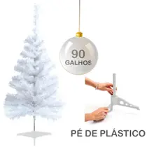 Arvore de natal 90cm branca com 90 galhos e pe de plastico