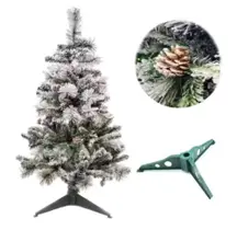 Árvore De Natal 90cm Pequeno Modelo Luxo Pinheiro Com Neve Pinha Nevada