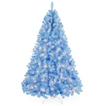 Árvore de Natal Best Choice Products 1,4 m de azul bebê com luzes