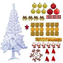 Árvore De Natal Branca 1,50m 220 Galhos Decorada Com Enfeites 81 Itens Árvore De Natal Branca 1,50m 220 Galhos Decorada Com Enfeites 81 Itens
