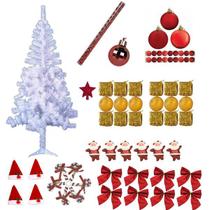 Árvore De Natal Branca 1,80m 320 Galhos Decorada Com 77 Enfeites Itens