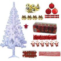 Árvore De Natal Branca 1,80m 320 Galhos Decorada Com 93 Enfeites Itens