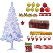 Árvore De Natal Branca 1,80m 320 Galhos Decorada Com Enfeites 90 Itens Árvore De Natal Branca 1,80m 320 Galhos Decorada Com Enfeites 90 Itens