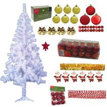Árvore De Natal Branca 1,80m 320 Galhos Decorada Com Enfeites 91 Itens