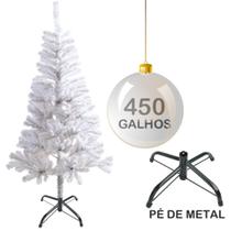 Arvore de natal branca 2,10m com 450 galhos e pe de metal